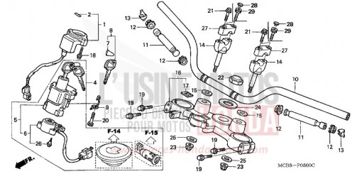 HANDLE PIPE/TOP BRIDGE XL650V4 de 2004